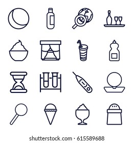 Set of 16 glass outline icons.