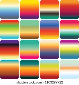 Set of 16 gradients with themes inspired by bright summer color palettes. Suggested use for overlays, transparencies, object fills, backgrounds and fades with ability to add and subtract colors.