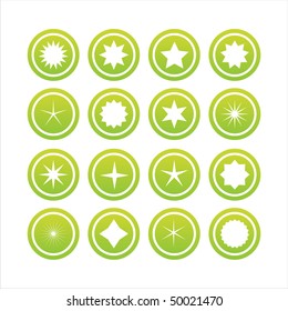 set of 16 green star signs