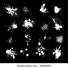 Set of 16 Grunge Splash Brush vector