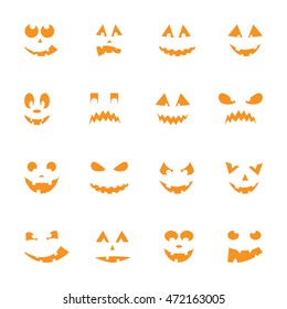 Set of 16 halloween pumpkins, vector illustration