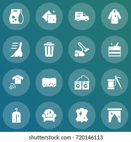 Set Of 16 Harvesting Icons Set.Collection Of Dry, Washing Powder, Ironing And Other Elements.