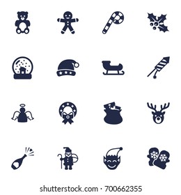 Set Of 16 Holiday Icons Set.Collection Of Archangel, Magic Sphere, Sack And Other Elements.
