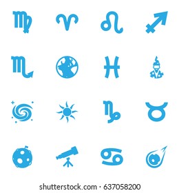 Set Of 16 Horoscope Icons Set.Collection Of Lunar, Fishes, Solar And Other Elements.