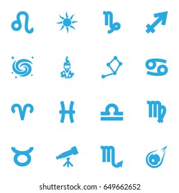 Set Of 16 Horoscope Icons Set.Collection Of Fishes, Archer, Lion And Other Elements.