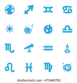 Set Of 16 Horoscope Icons Set.Collection Of Crab, Water Bearer, Archer And Other Elements.