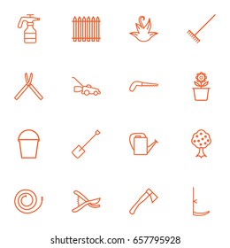 Set Of 16 Household Outline Icons Set.Collection Of Herb, Atomizer, Shears And Other Elements.