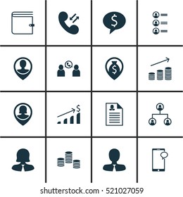 Set Of 16 Hr Icons. Can Be Used For Web, Mobile, UI And Infographic Design. Includes Elements Such As Pin, Job, Chat And More.