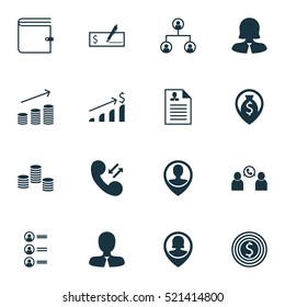 Set Of 16 Hr Icons. Can Be Used For Web, Mobile, UI And Infographic Design. Includes Elements Such As Applicants, Bank, Organisation And More.