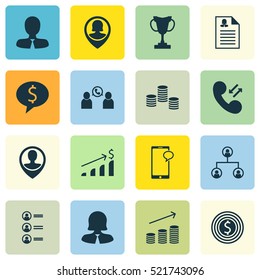 Set Of 16 Hr Icons. Can Be Used For Web, Mobile, UI And Infographic Design. Includes Elements Such As Tree, Discussion, Applicants And More.
