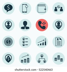 Set Of 16 Hr Icons. Can Be Used For Web, Mobile, UI And Infographic Design. Includes Elements Such As User, Female, Structure And More.