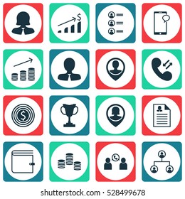 Set Of 16 Hr Icons. Can Be Used For Web, Mobile, UI And Infographic Design. Includes Elements Such As Job Applicants, Wallet, Manager And More.