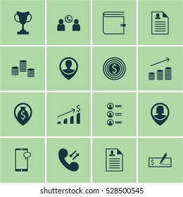 Set Of 16 Hr Icons. Can Be Used For Web, Mobile, UI And Infographic Design. Includes Elements Such As Employee Location, Wallet, Bank Payment And More.
