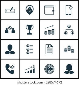 Set Of 16 Hr Icons. Can Be Used For Web, Mobile, UI And Infographic Design. Includes Elements Such As Job Applicants, Messaging, Bank Payment And More.