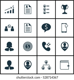 Set Of 16 Hr Icons. Can Be Used For Web, Mobile, UI And Infographic Design. Includes Elements Such As Tree Structure, Business Woman, Employee Location And More.