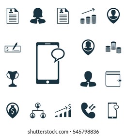 Set Of 16 Hr Icons. Includes Successful Investment, Pin Employee, Female Application And Other Symbols. Beautiful Design Elements.