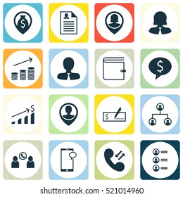 Set Of 16 Human Resources Icons. Can Be Used For Web, Mobile, UI And Infographic Design. Includes Elements Such As Application, Applicants, Mobile And More.