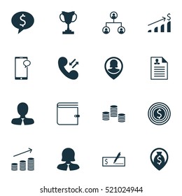Set Of 16 Human Resources Icons. Can Be Used For Web, Mobile, UI And Infographic Design. Includes Elements Such As Prize, Growth, Cash And More.