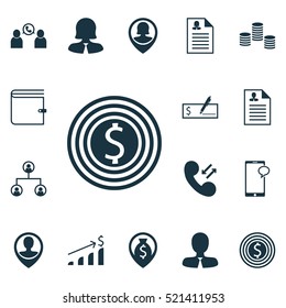 Set Of 16 Human Resources Icons. Can Be Used For Web, Mobile, UI And Infographic Design. Includes Elements Such As Female, Bank, Employee And More.