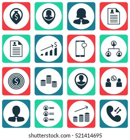 Set Of 16 Human Resources Icons. Can Be Used For Web, Mobile, UI And Infographic Design. Includes Elements Such As Call, Success, Mobile And More.
