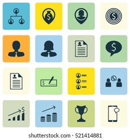 Set Of 16 Human Resources Icons. Can Be Used For Web, Mobile, UI And Infographic Design. Includes Elements Such As Structure, Bank, Pin And More.
