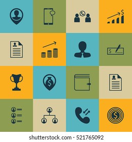 Set Of 16 Human Resources Icons. Can Be Used For Web, Mobile, UI And Infographic Design. Includes Elements Such As Job, Goal, List And More.