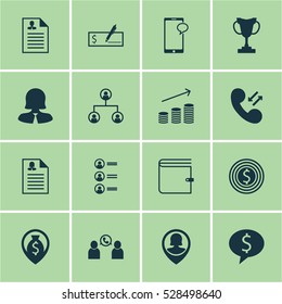 Set Of 16 Human Resources Icons. Can Be Used For Web, Mobile, UI And Infographic Design. Includes Elements Such As Job Applicants, Female Application, Wallet And More.