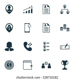 Set Of 16 Human Resources Icons. Can Be Used For Web, Mobile, UI And Infographic Design. Includes Elements Such As Tournament, Wallet, Female Application And More.