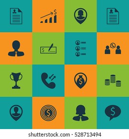 Set Of 16 Human Resources Icons. Can Be Used For Web, Mobile, UI And Infographic Design. Includes Elements Such As Job Applicants, Pin Employee, Tournament And More.
