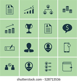 Set Of 16 Human Resources Icons. Can Be Used For Web, Mobile, UI And Infographic Design. Includes Elements Such As Bank Payment, Successful Investment, Tournament And More.