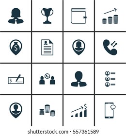 Set Of 16 Human Resources Icons. Includes Job Applicants, Tournament, Female Application And Other Symbols. Beautiful Design Elements.