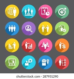 A set of 16 human resources related icons.