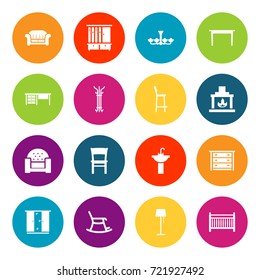 Set Of 16 Set Icons Set.Collection Of Chair, Rocking Furniture, Commode And Other Elements.