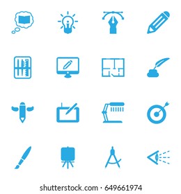 Set Of 16  Icons Set.Collection Of Gadget, Scheme, Science And Other Elements.