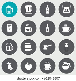 Set Of 16  Icons Set.Collection Of Ice, Soda, Cream And Other Elements.