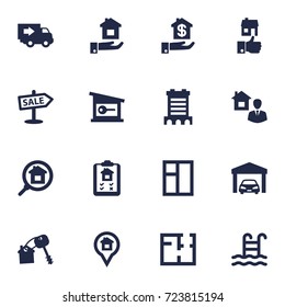 Set Of 16  Icons Set.Collection Of Like, Lock, Pin And Other Elements.