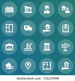 Set Of 16  Icons Set.Collection Of Option, Broker, Casement And Other Elements.