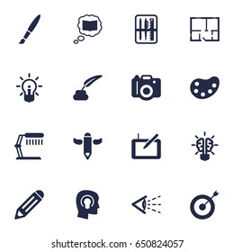 Set Of 16  Icons Set.Collection Of Science, Photo, Look And Other Elements.