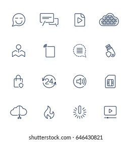Set with 16 icons for sites, apps, programs. Different icons