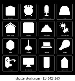 Set Of 16 icons such as Automation, Mobile, Dashboard, Handle, Smart, Garage, Smart home, Home, Lightbulb, web UI editable icon pack, pixel perfect