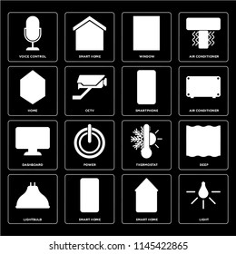 Set Of 16 icons such as Light, Smart home, Lightbulb, Deep, Voice control, Home, Dashboard, Smartphone, web UI editable icon pack, pixel perfect