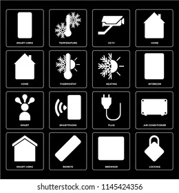 Set Of 16 icons such as Locking, Browser, Remote, Smart home, Air conditioner, Home, Smart, Heating, web UI editable icon pack, pixel perfect