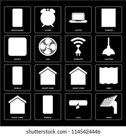 Set Of 16 icons such as Panel, Leak, Remote, Smart home, Deep, Smartphone, Switch, Mobile, Wireless, web UI editable icon pack, pixel perfect