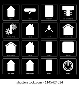 Set Of 16 icons such as Power, Mobile, Smart home, Eco Switch, Home, Temperature, Light, web UI editable icon pack, pixel perfect