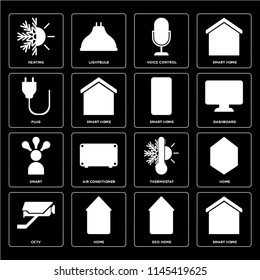 Set Of 16 icons such as Smart home, Eco Home, Cctv, Heating, Plug, Smart, web UI editable icon pack, pixel perfect