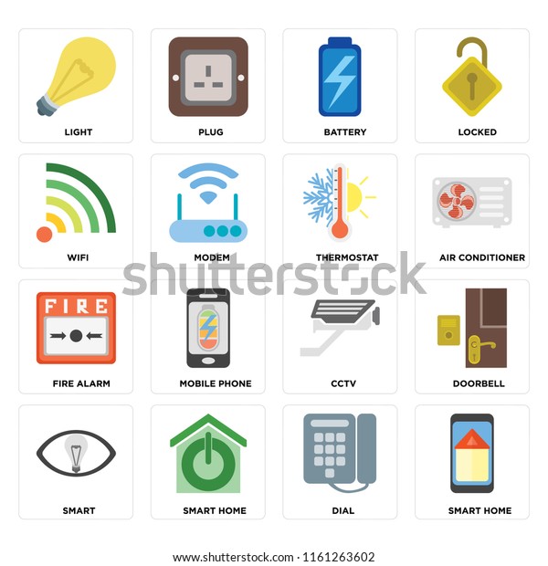 Set 16 Icons Such Smart Home Stock Vector Royalty Free