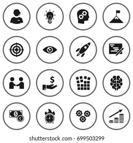 Set Of 16 Idea Icons Set.Collection Of Meeting, Writing, Intelligence And Other Elements.