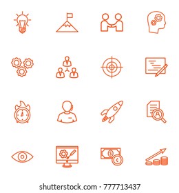 Set Of 16 Idea Outline Icons Set.Collection Of Success, Startup, Currency And Other Elements.