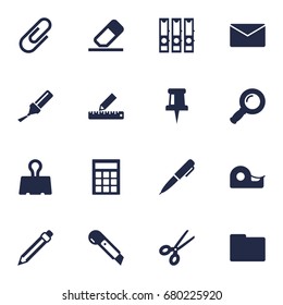 Set Of 16 Instruments Icons Set.Collection Of Mail, Ink, Drawing And Other Elements.