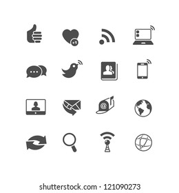 Set of 16 Internet Communication Icons that can be used for websites or mobile devices UI. Sliced for PNG.